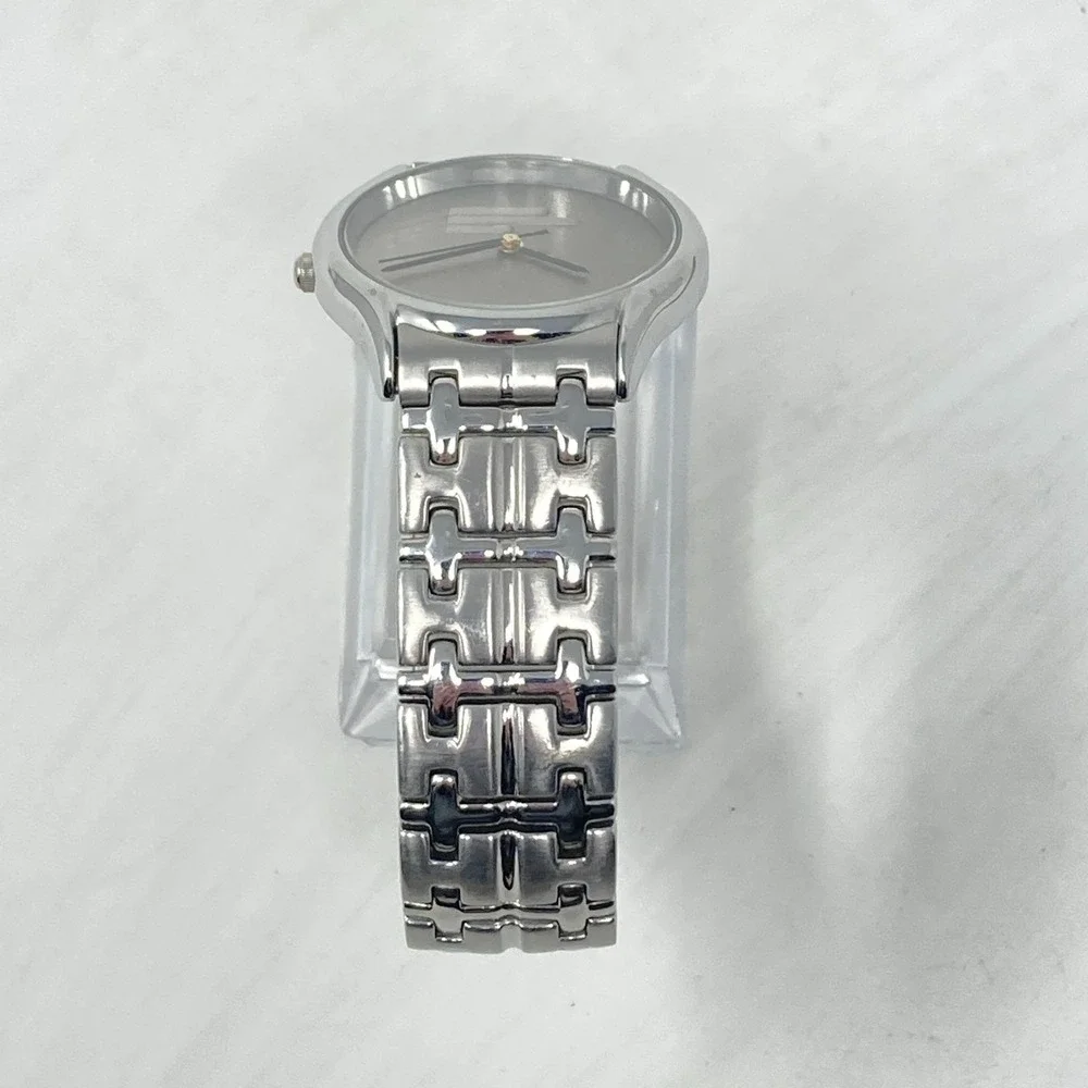 Vintage Montreux Watch Men Silver Tone 34mm Brushed Minimal New Battery 7.25